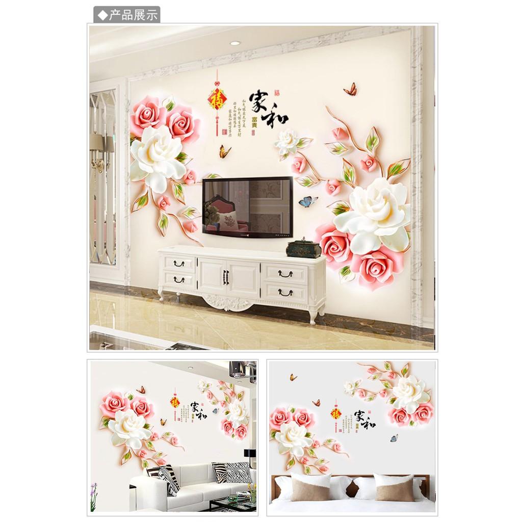 Decal dán tường Hoa hồng 3D