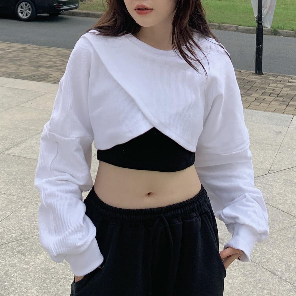 Áo Croptop Tay Dài Form Rộng Nữ Ullzang, Áo Croptop Dài Tay NQ30store Unisex