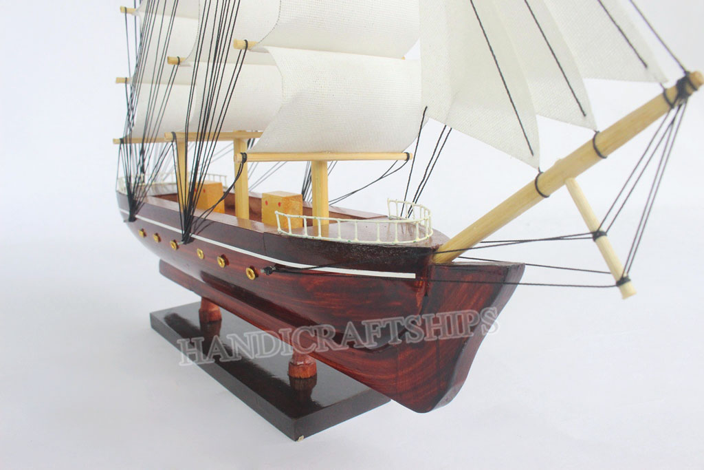 (Sẵn sàng trưng bày) Mô hình thuyền handmade trang trí nhà cửa (30cm - trắng) có hỗ trơ ship