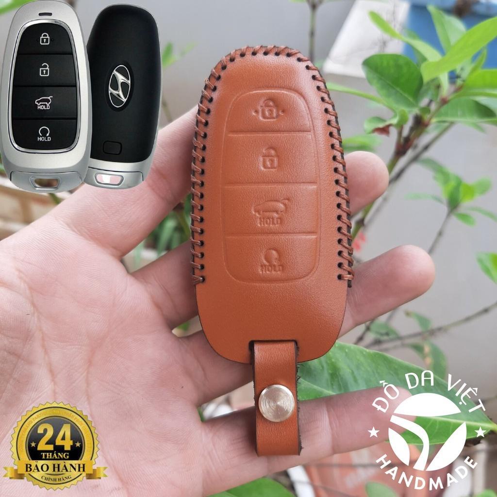 Bao Da Chìa Khóa ô tô Hyundai Santafe 21-23, Tuccson 2022 - 2023 Da bò thật , Bảo hành 2 năm