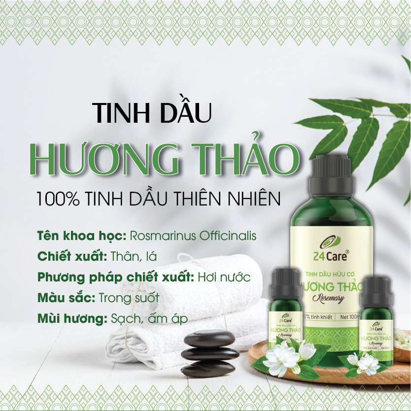 Tinh dầu Hương Thảo 24Care 10ML - Chiết xuất thiên nhiên, xông phòng, thanh lọc không khí, hương thơm thư giãn, giảm căng thẳng.