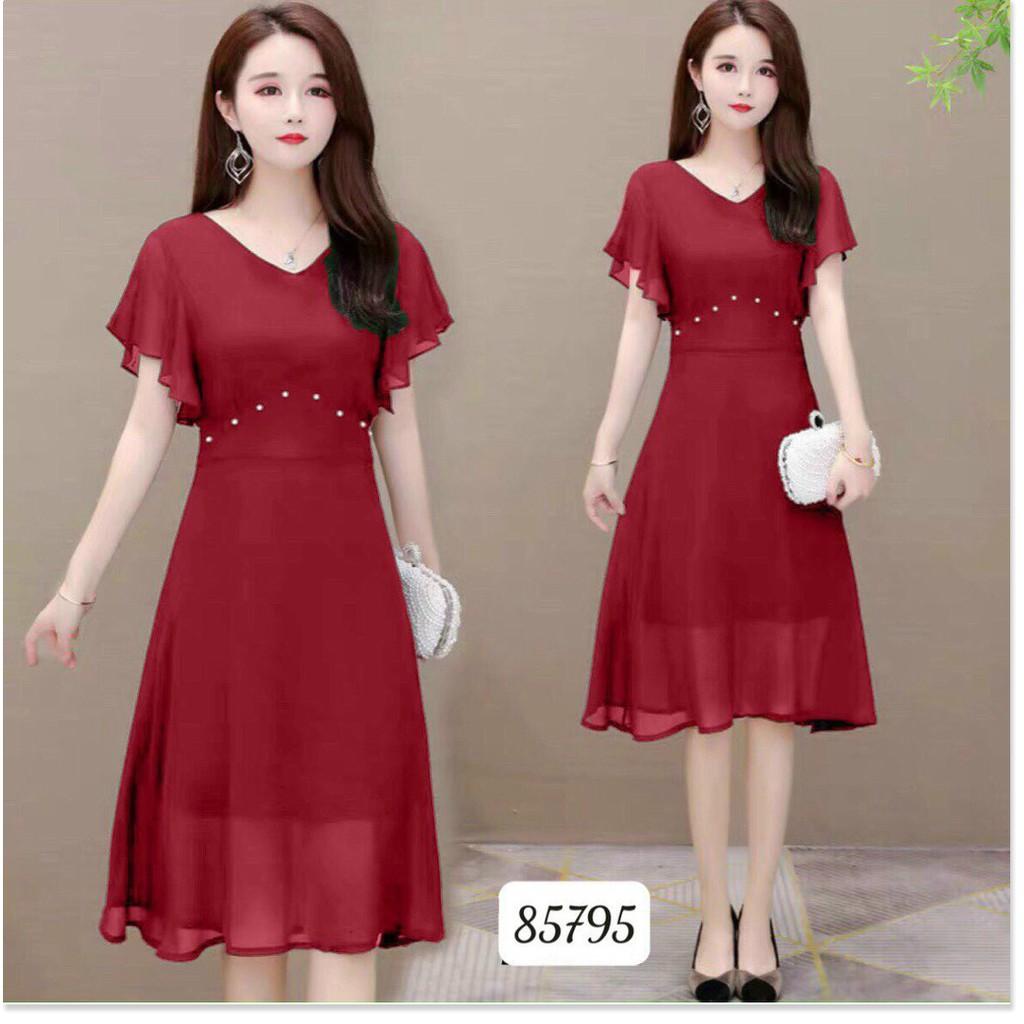 ĐẦM VOAN Ý ĐÍNH NGỌC,ĐƯỢC THIẾT KẾ HỌA TIẾT TRƠN NHƯNG KHÔNG KÉM PHẦN SANG TRỌNG THỜI TRANG KME.STORE