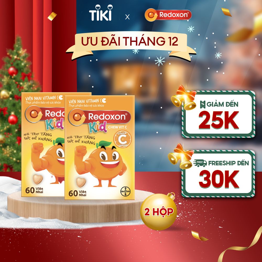 Combo 2 Hộp Viên Nhai Vitamin C Hỗ Trợ Tăng Sức Đề Kháng Dành Cho Trẻ Em REDOXON Kids Chew Vit C Hộp 60 Viên x2 Thực Phẩm Bảo Vệ Sức Khỏe