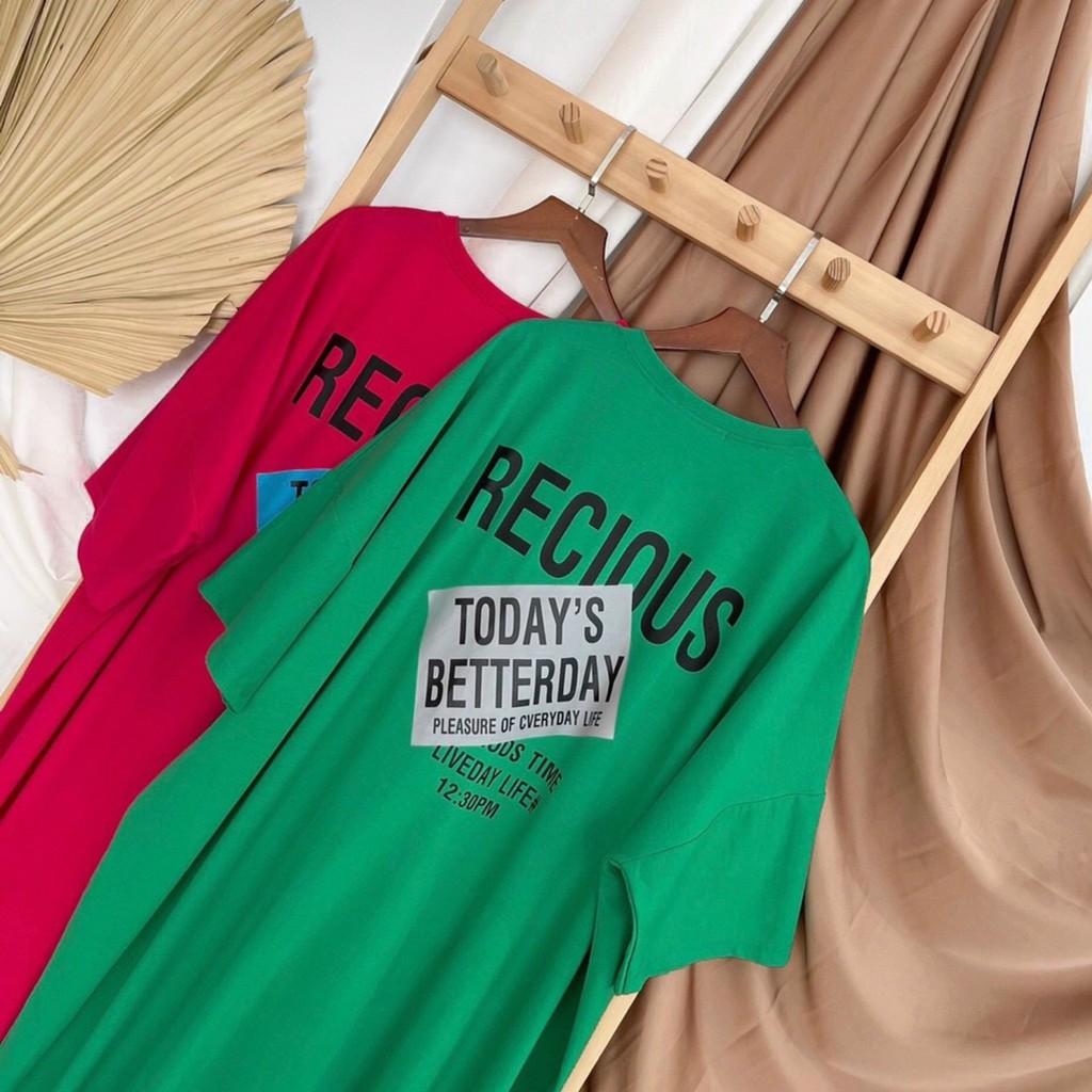 Đầm dáng suông/ Váy thun cổ tròn form rộng dáng dài chất liệu cotton co giãn 4 chiều