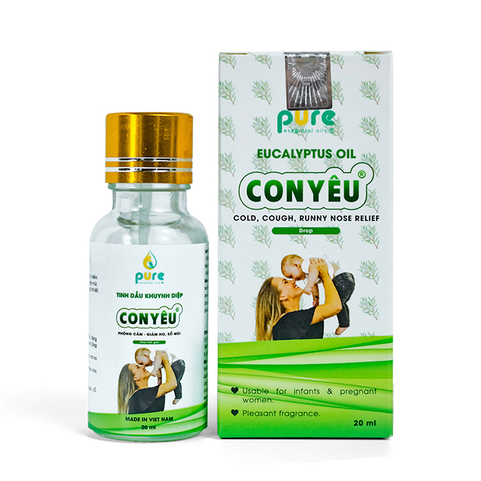 Dầu khuynh diệp Con Yêu làm ấm người, phòng cảm lạnh 20ml -- Tinh dầu thiên nhiên, an toàn cho sức khỏe gia đình