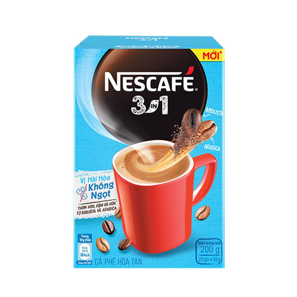 Combo 2 hộp cà phê hòa tan Nescafé 3in1 mới - vị hài hòa không ngọt (Hộp 20 gói x 17g) - [Tặng bình Water Reminder 700ml]