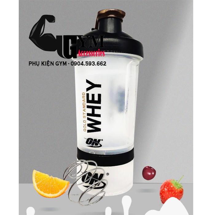 Bình nước thể thao bình tập gym Shake bottle ON 2 ngăn