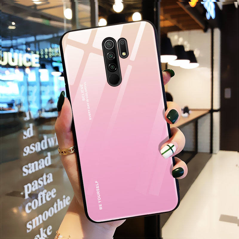 Ốp lưng cho Xiaomi Redmi 9 gương cứng 2 màu Gradient Ver 2 , viền TPU dẻo đen