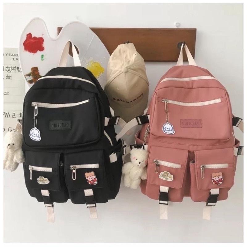 Balo thời trang HOT TREND Cặp Ulzzang logo 2 túi hộp GUIYUBAN thiết kế năng động trẻ trung