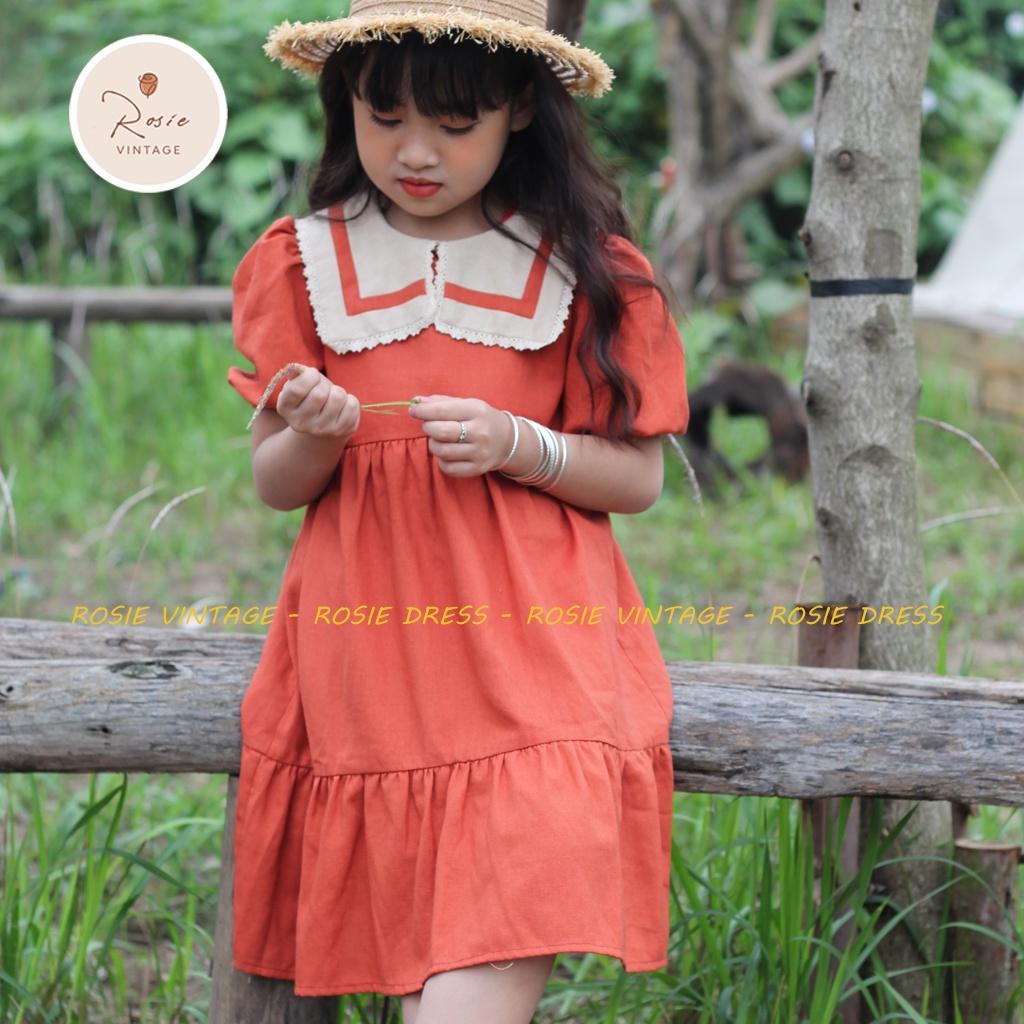 Váy thủy thủ ROSIE V20, chất vải Linen 100% tự nhiên, thấm hút mồ hôi cực tốt, mặc thoáng mát cho bé gái từ 9 - 36kg