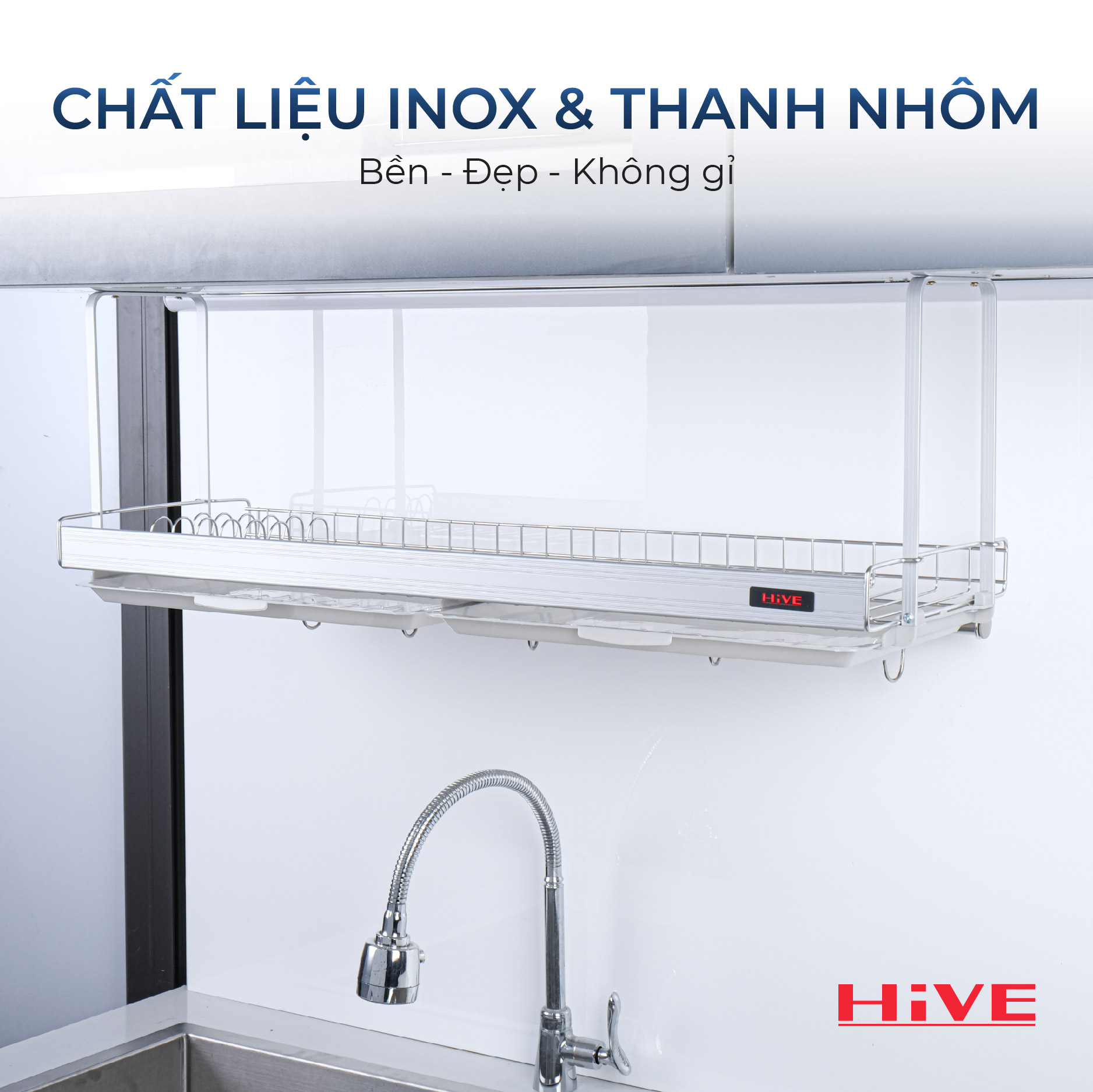 KỆ ÚP CHÉN BÁT TREO TỦ BẾP HiVE HIGH CLEAR 800