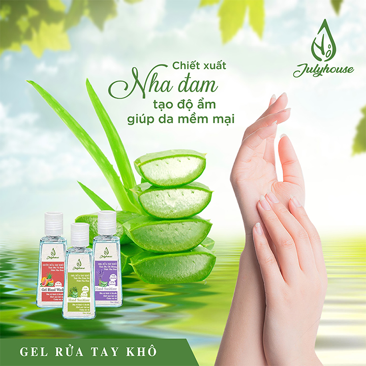 Gel rửa tay khô Nha đam hương tinh dầu bưởi chùm 500ml JULYHOUSE công dụng khử khuẩn khử mùi bảo vệ da tay, giúp mềm mịn da với hương tinh dầu thư giãn tốt cho tiêu hóa hàng chính hãng xuất xứ việt nam