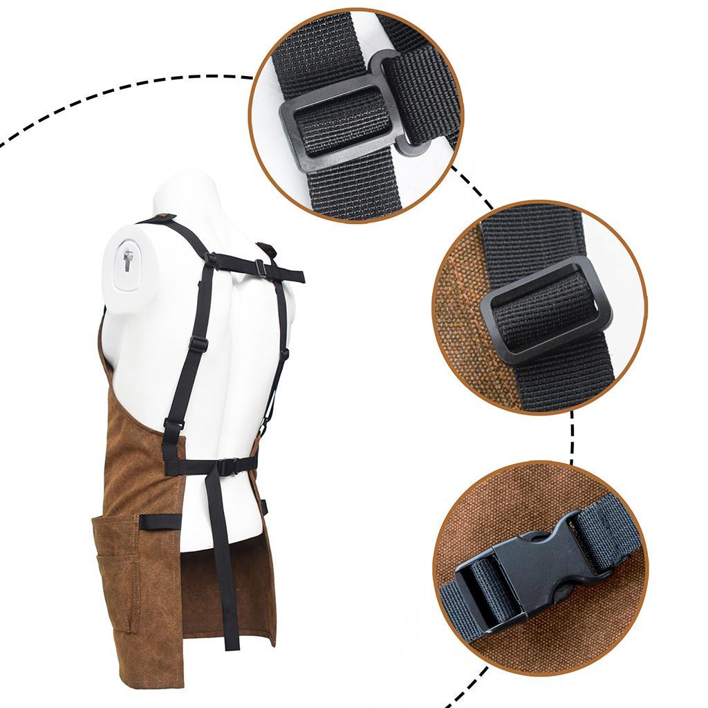 Durable Canvas Tool Apron With Adjustable Strap For DIY BBQ Carpenter Unisex