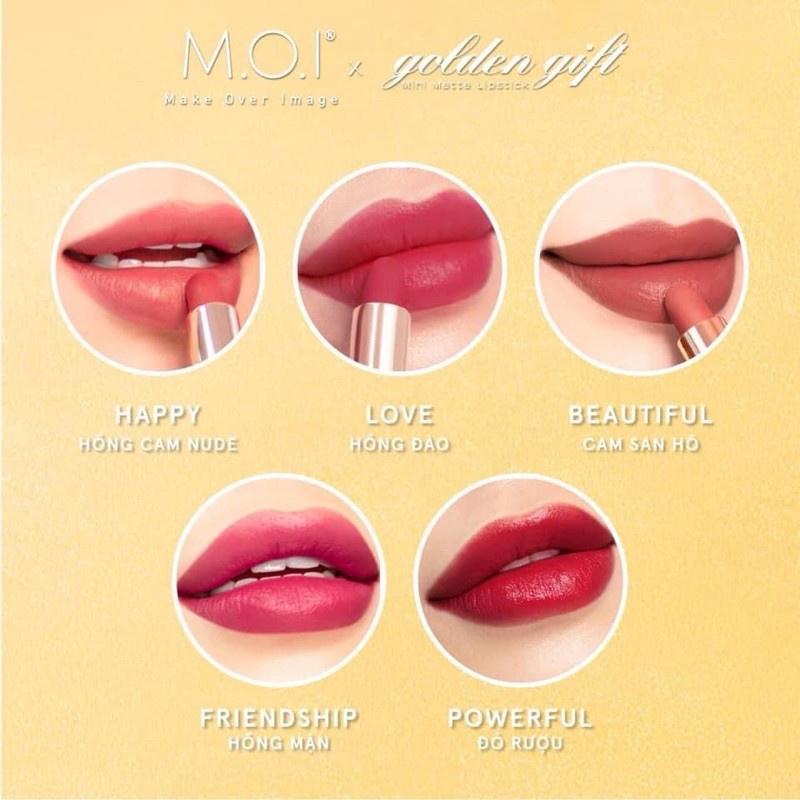 Son Môi Mini - SET LOVE 2 Thỏi - MOI Cosmetics Hồ Ngọc Hà - Golden Gift