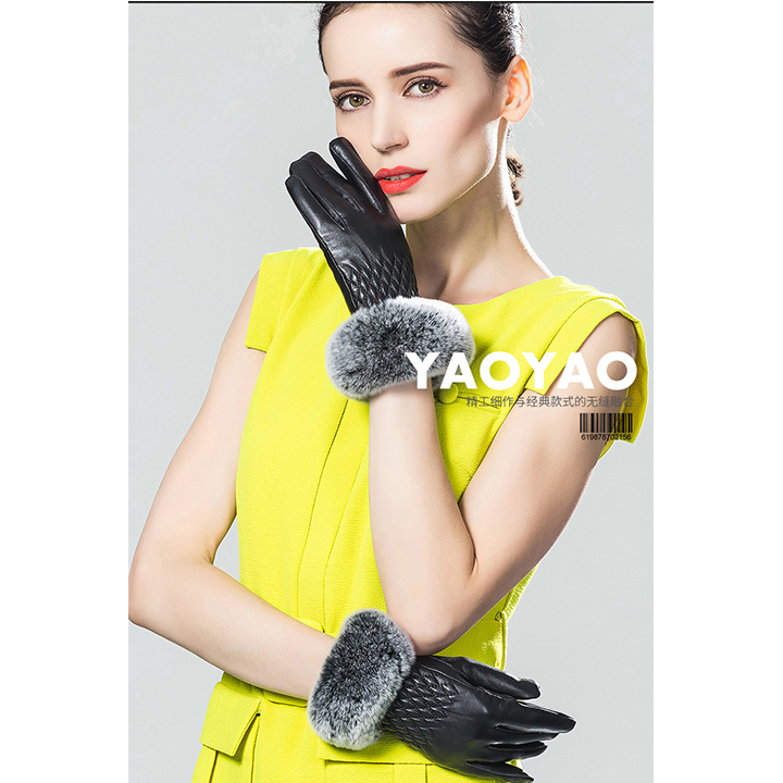 Găng tay nữ da cừu cao cấp BHY5422 Bao tay nữ. Lót lông siêu ấm, cản gió, giữ nhiệt