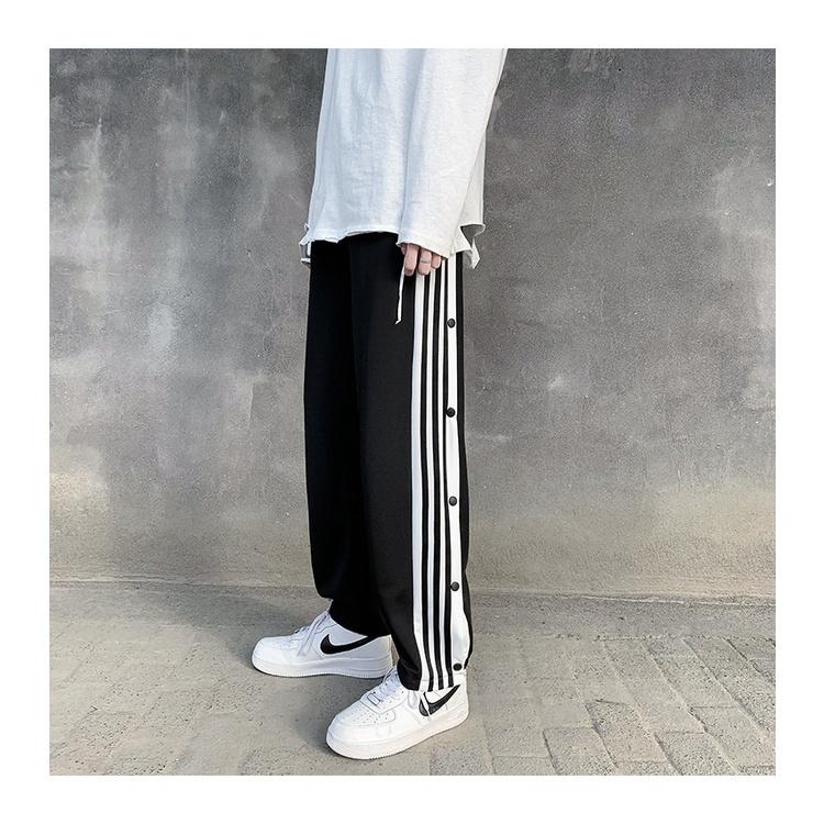 Quần jogger nam thể thao form rộng ulzzang hàn quốc, quần jogger nam 3 sọc viền cúc ống xẻ thời trang đường phố