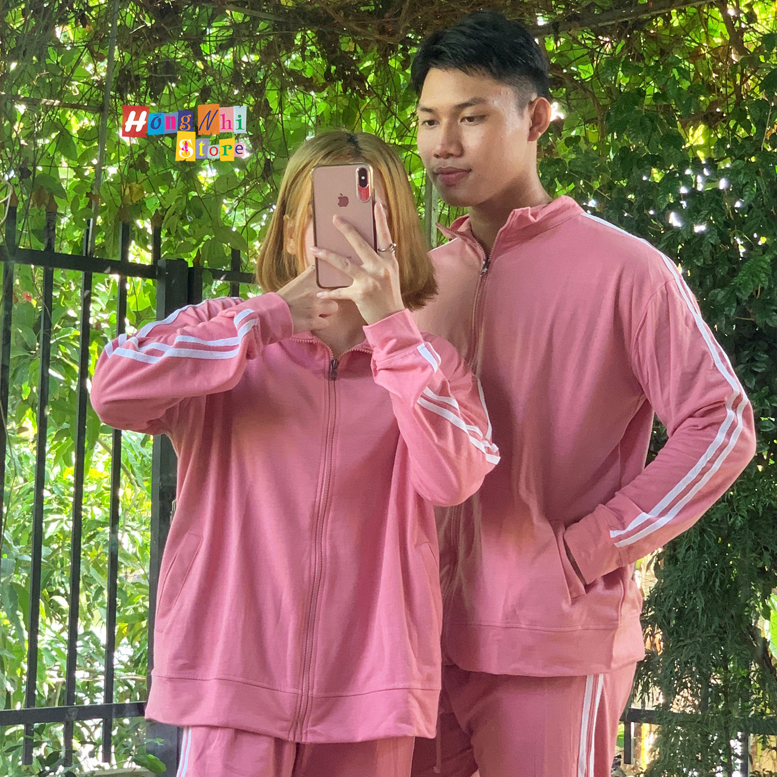 Set Bộ Thể Thao Oversize Ulzzang Unisex Áo Khoác Tay Dài Quần Jogger Dài Màu Hồng Cao Cấp - MM