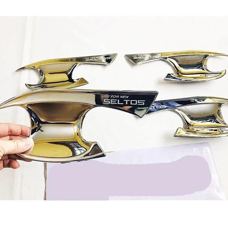 Ốp Tay Cửa Và Hõm Cửa Xe Kia Seltos từ 2019 đến 2023 Mạ Crom Cao Cấp, Chống xước tay cửa làm đẹp cho xe