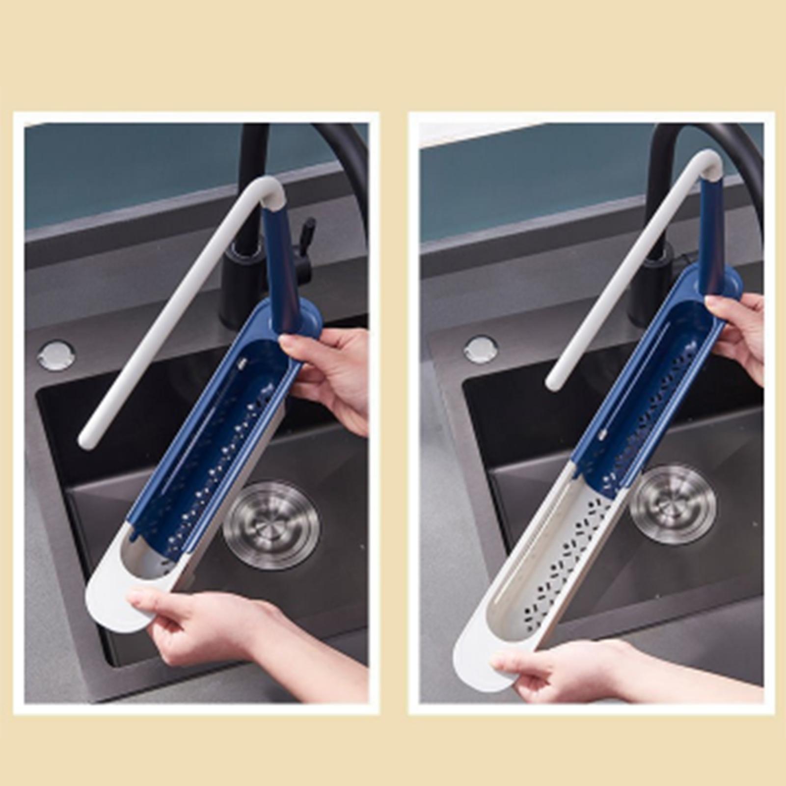 Kitchen Sink Holder, Sink Retractable Drain Rack, Dish Cloth Hanger, Towel Sponge Organizer Rack for Home Kitchen
