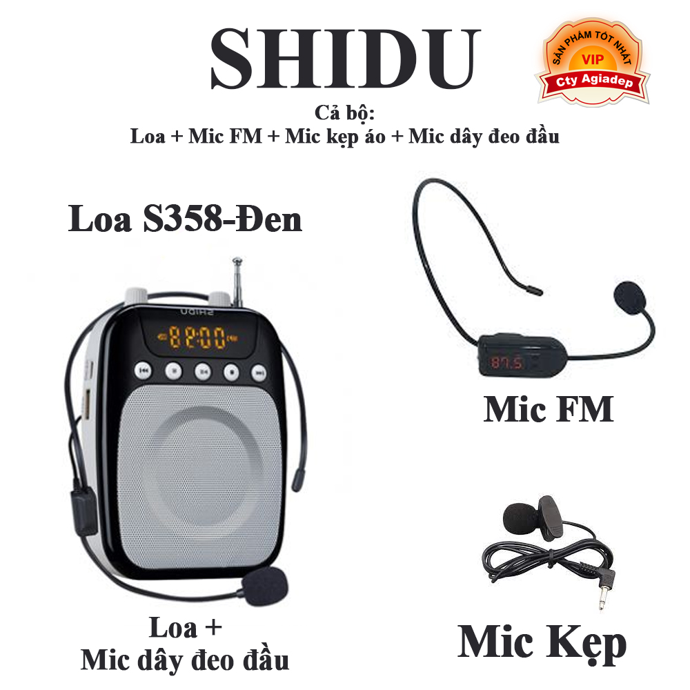 [Tổng hợp] Các loại Loa Mic trợ giảng Shidu S358(FM) - S6(UFH) bán chạy (Loa + mic ko dây + mic có dây + mic cổ áo)
