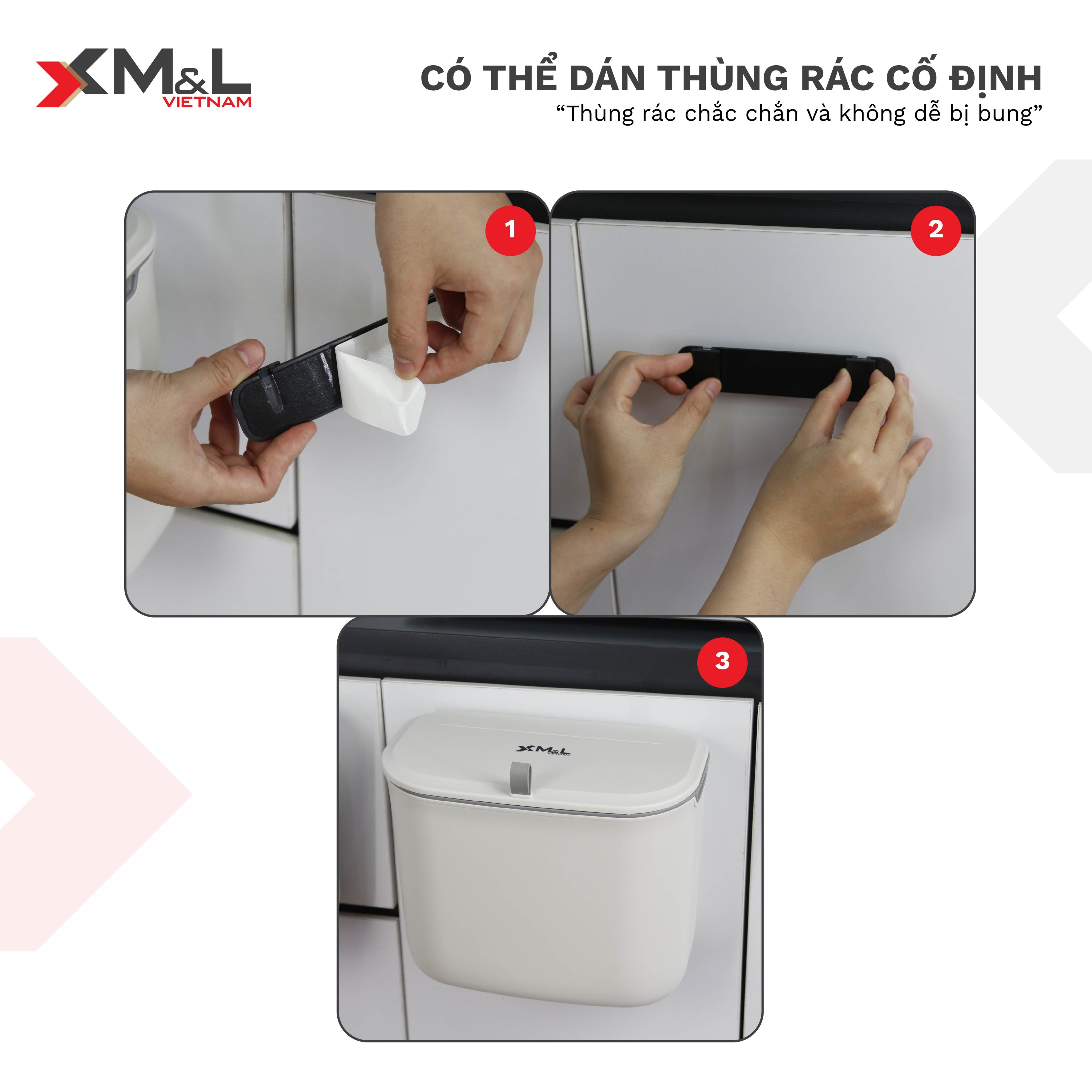 Thùng rác treo tủ bếp có nắp đậy thông minh 7 lít M&amp;L 546