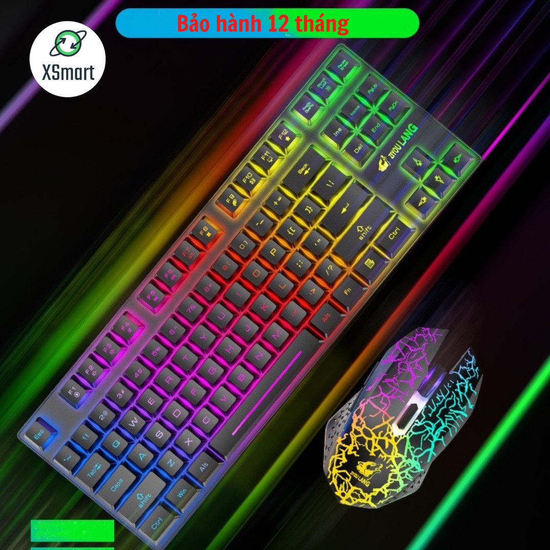 Bộ Bàn Phím Và Chuột Không Dây Gaming Có Đèn Led Pin Sạc XSmart T87 Tặng Kèm Lót Game, Combo Cho Máy Tính - Hàng Chính Hãng