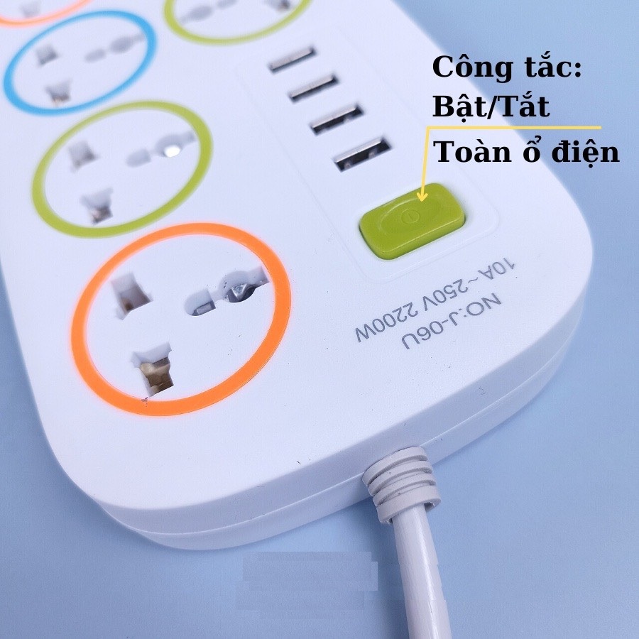 Ổ cắm điện đa năng, ổ điện chống giật J-06U - ổ cắm điện thông minh - ổ cắm điện có cổng usb