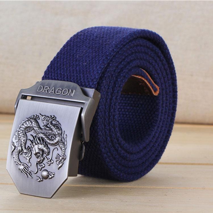 Dây lưng nam vải dù mặt Rồng, thắt lưng nam trẻ trung vải bố siêu bền khóa cài kim loại không gỉ sáng bóng Hàng Chính Hãng