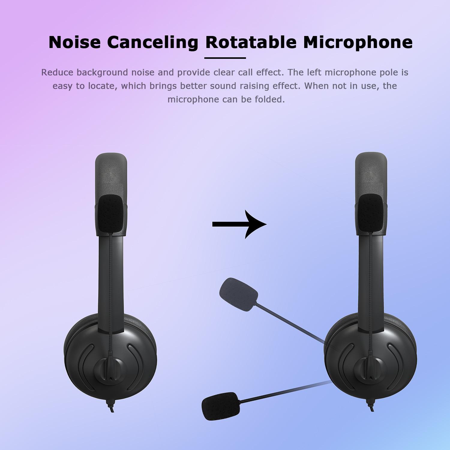 USB Có Dây Tai Nghe Với Loại Bỏ Tiếng Ồn Micro Trên Tai Headphone Máy Tính Trung Tâm Gọi Tai Nghe Chụp Tai Điều Khiển Âm Lượng Loa Mic