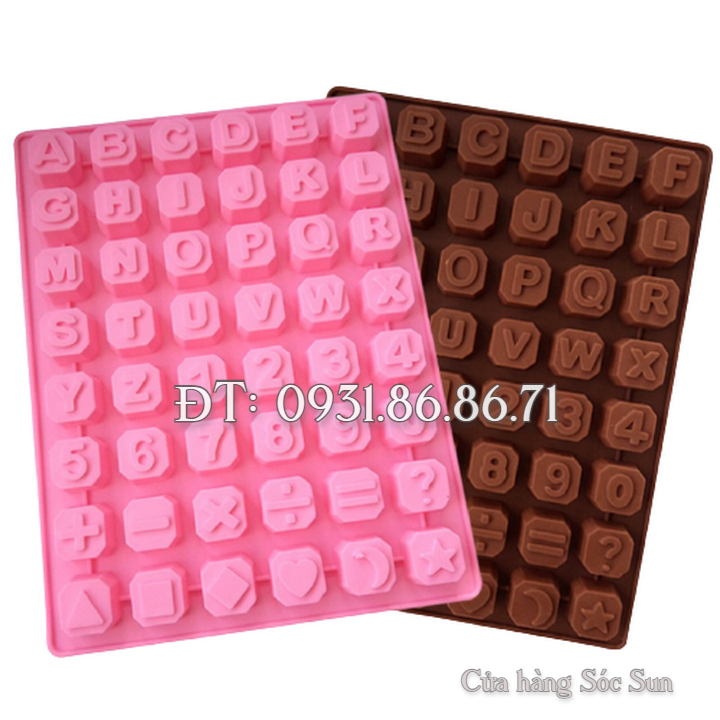 Khuôn silicon 24 chữ cái, 10 số, ký tự - Mã số 1136