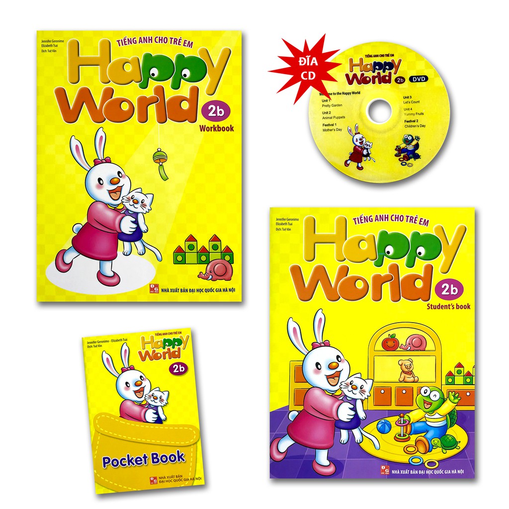 Sách: Happy World - Tiếng Anh Cho Trẻ Em, Bộ 2B, 2 cuốn (kèm sổ tay và đĩa CD)