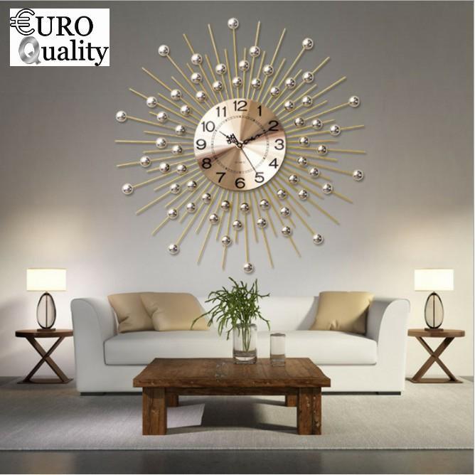 Đồng hồ treo tường trang trí nhà cửa văn phòng phong cách nghệ thuật 60x60 cm (Màu Vàng Gold)