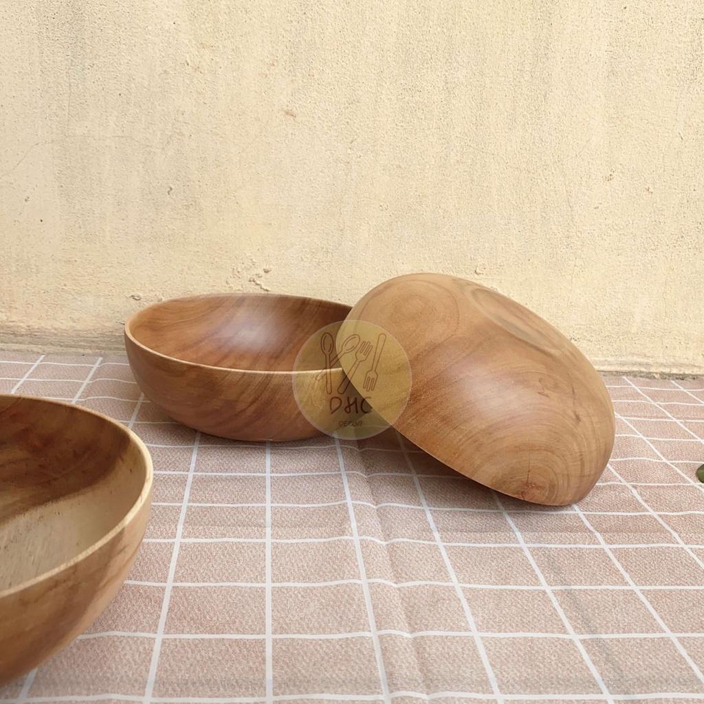 Bát gỗ Keo nguyên khối kích thước đựng Salad/món trộn/hoa quả/đồ khô