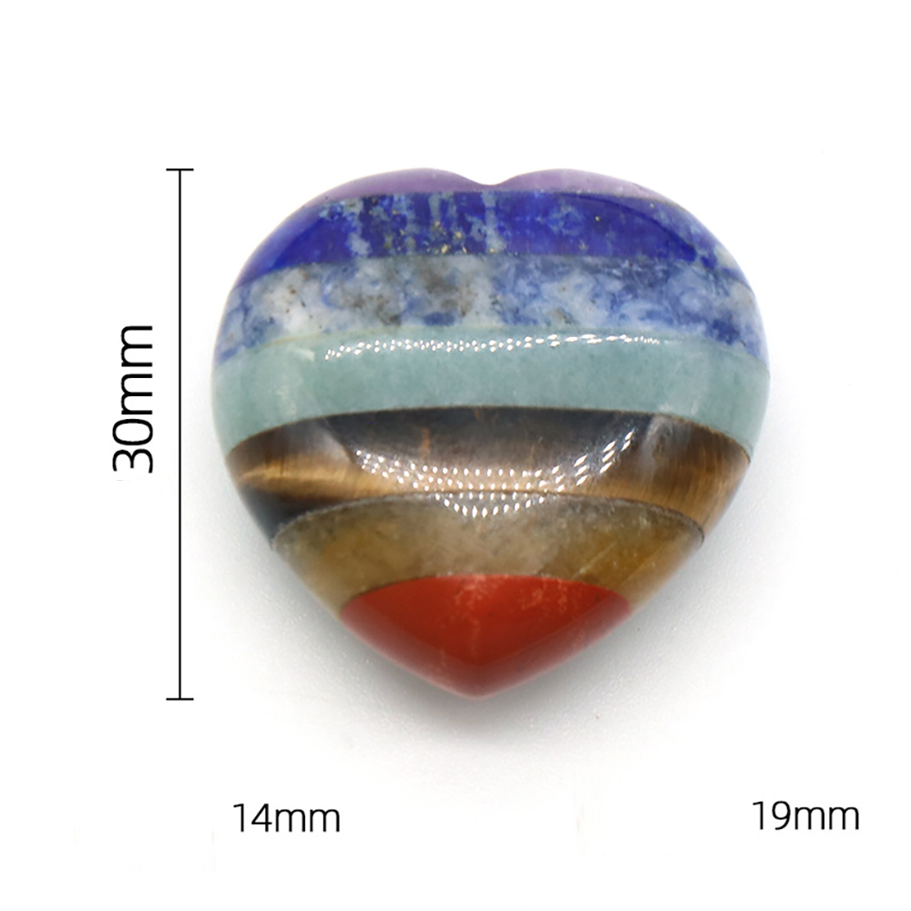 Đá Thanh Tẩy Hình Trái Tim Chakra 7 Loại Đá 3 Cm