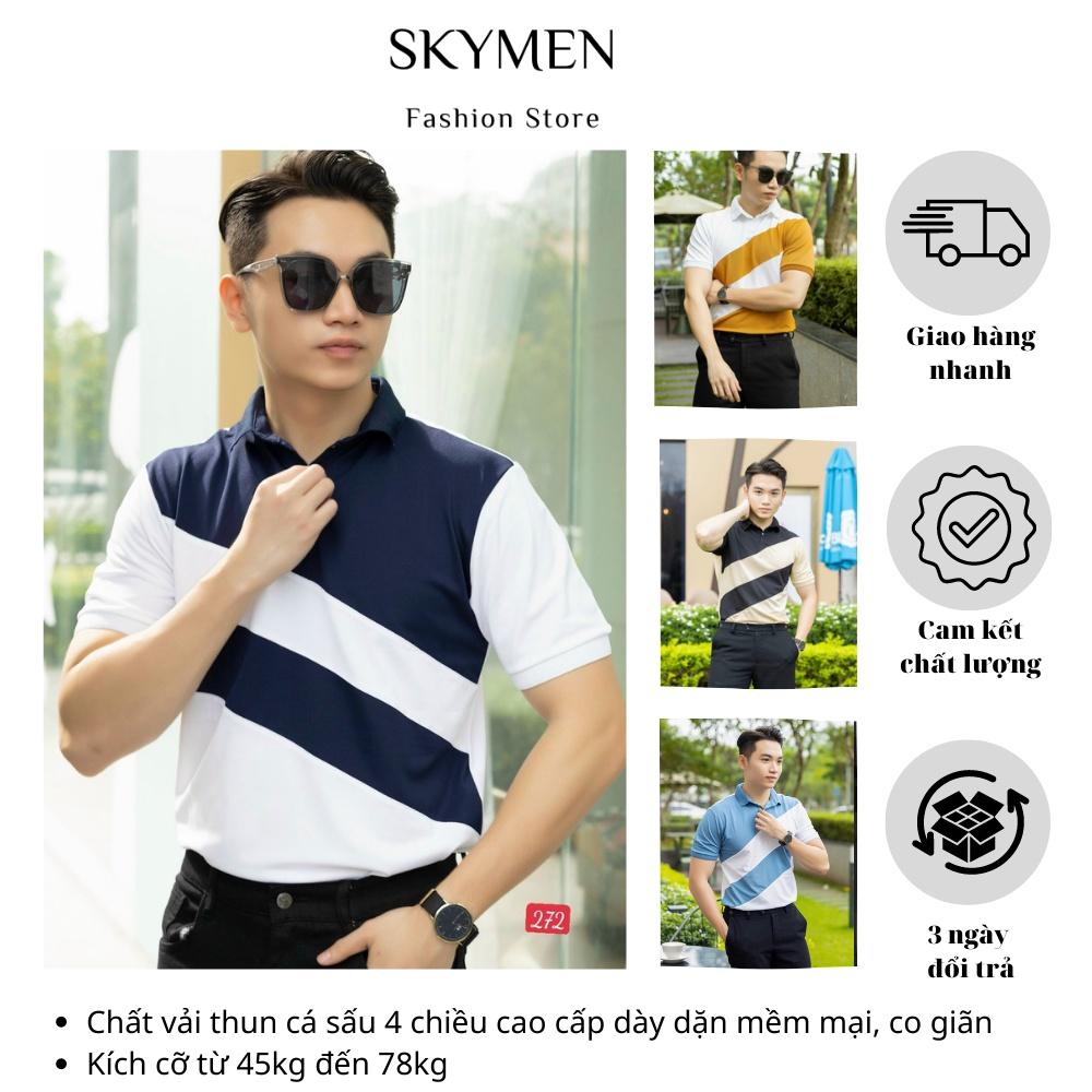 Áo thun polo nam cổ bẻ tay ngắn Vải Thun Cotton cá sấu Cao Cấp co giãn 4 chiều mặc mát, co giãn Skymen fashion