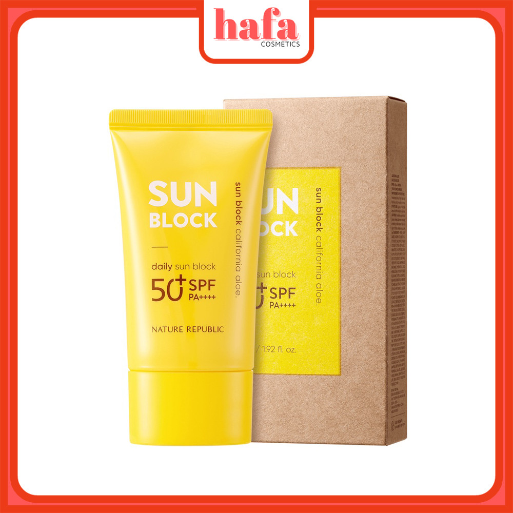 Kem chống nắng nâng tone tự nhiên Nature Republic California Aloe Daily Sun Block SPF50+PA++++ 57ml