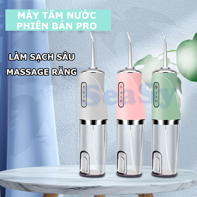 Máy tăm nước SeaSy SS66 pro chống nước vệ sinh răng miệng cao cấp với 3 chế độ vệ sinh răng miệng, bảo vệ nướu - Hàng Chính Hãng