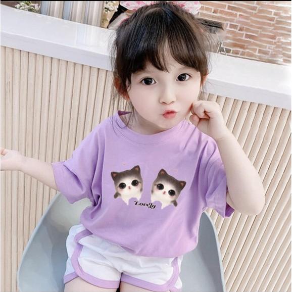 Đồ bộ bé gái Con Xinh cotton MÈO LOVELY, set quần áo trẻ em từ 5 đến 14 tuổi