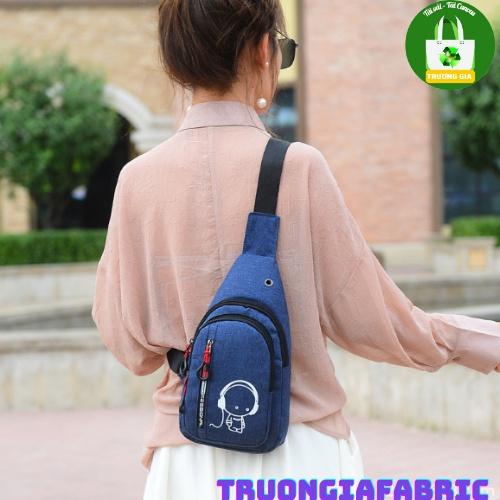 Túi nylon đeo ngực đeo thắt lưng túi đeo vai túi phát quang Màu Xanh dáng thể thao giải trí Trương Gia
