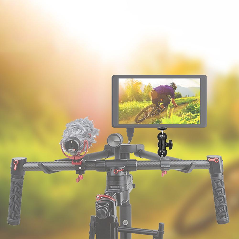 Multi-Function Double Ballhead Bracket Arm Ballhead with Cold Shoe Mount 1/4