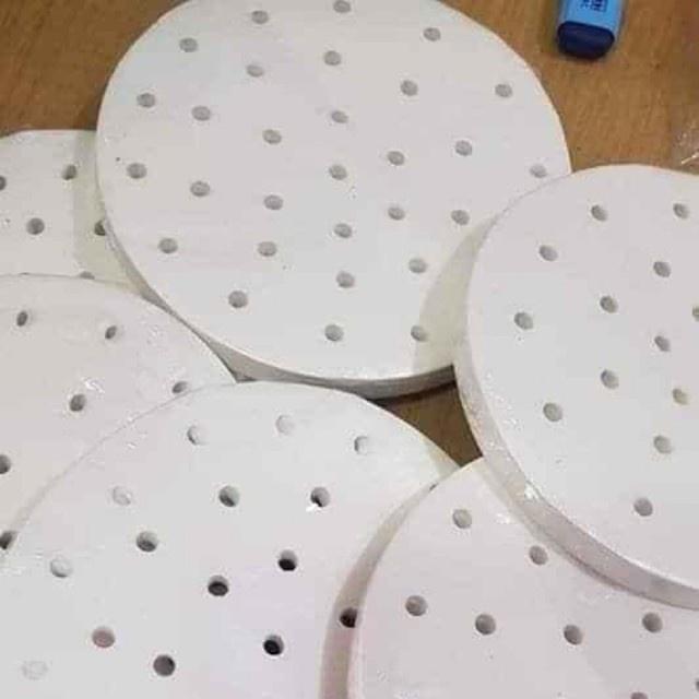 100 tờ giấy nến đục lỗ,Giấy nến tròn lót xửng hấp, nồi chiên không dầu, hấp bánh bao