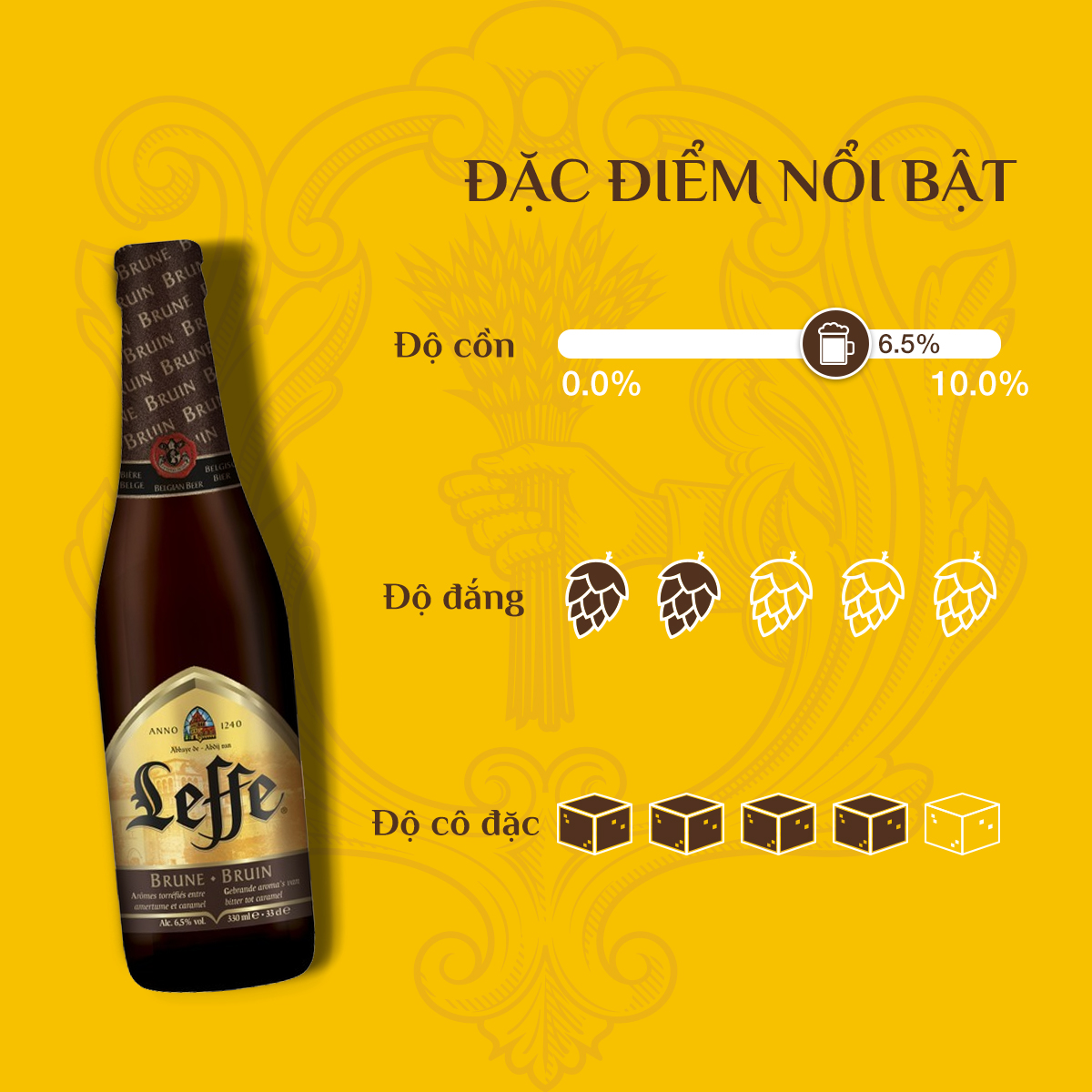 Lốc 6 Chai Bia Leffe Brune (Leffe Nâu) - Bia Thầy Tu Nhập Khẩu Bỉ (330ml/ chai)