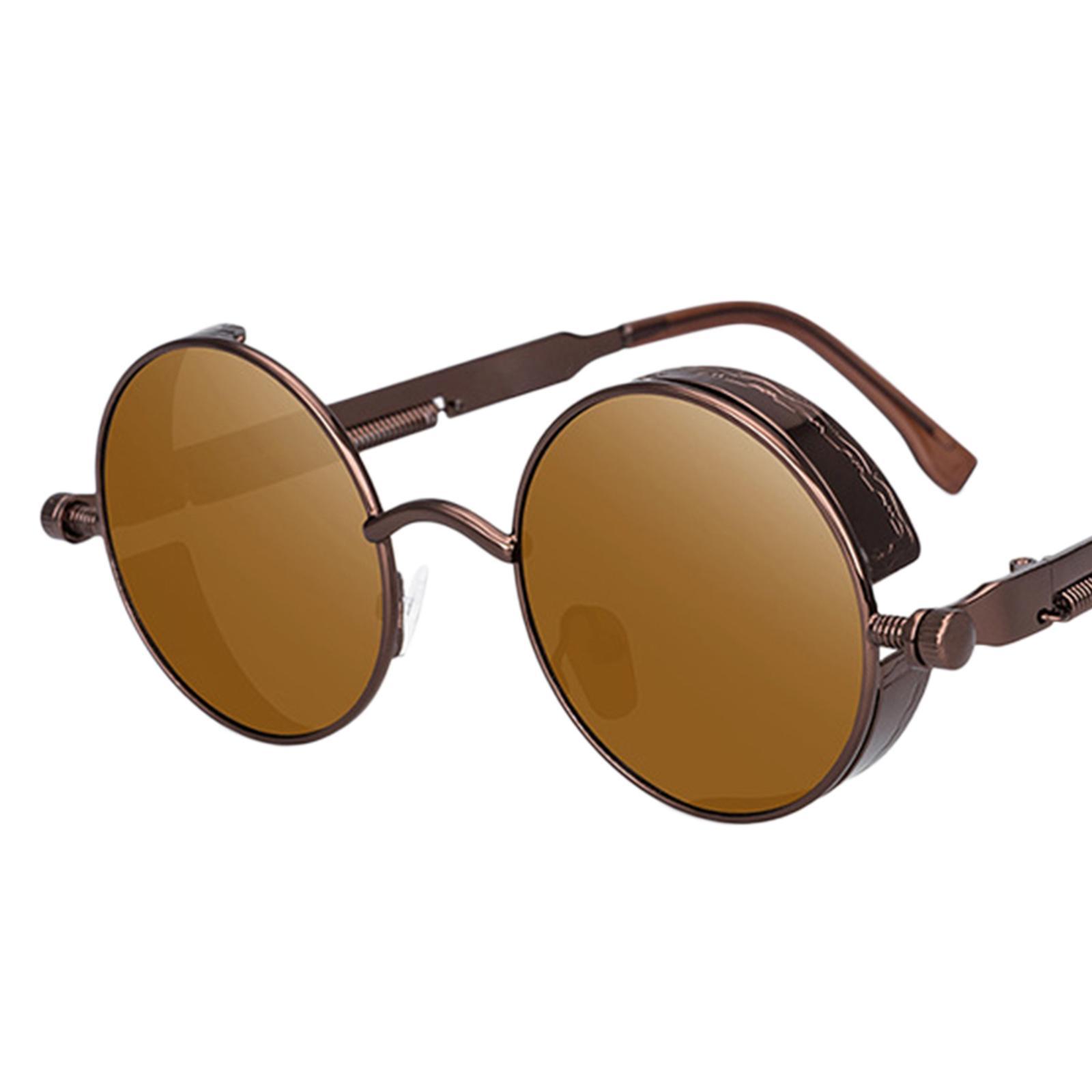 Retro Gothic Circle Round Sunglasses Fashion Goggles Metal Frame Gold Pink