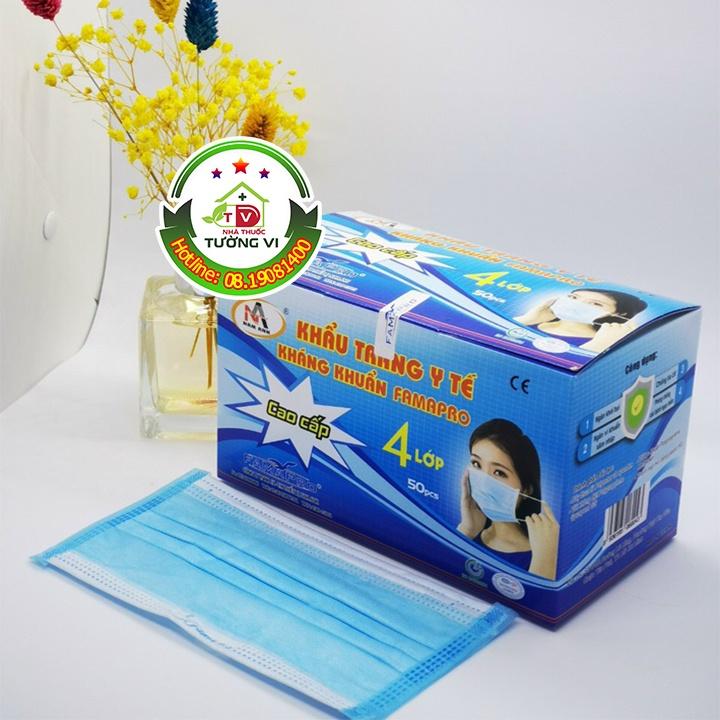 Khẩu trang y tế kháng khuẩn Famapro 4 lớp Nam Anh - Hộp 50 cái