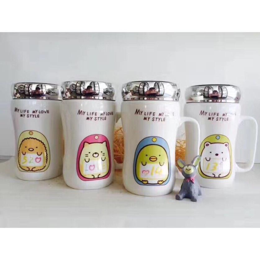 Cốc sứ giữ nhiệt có nắp gương