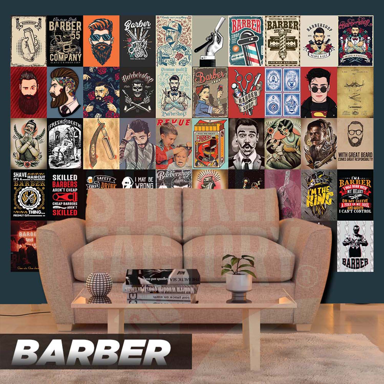 BARBER - Set 50 Poster A4 dán tường trang trí decor quán nhà cửa - STICKER FACTORY