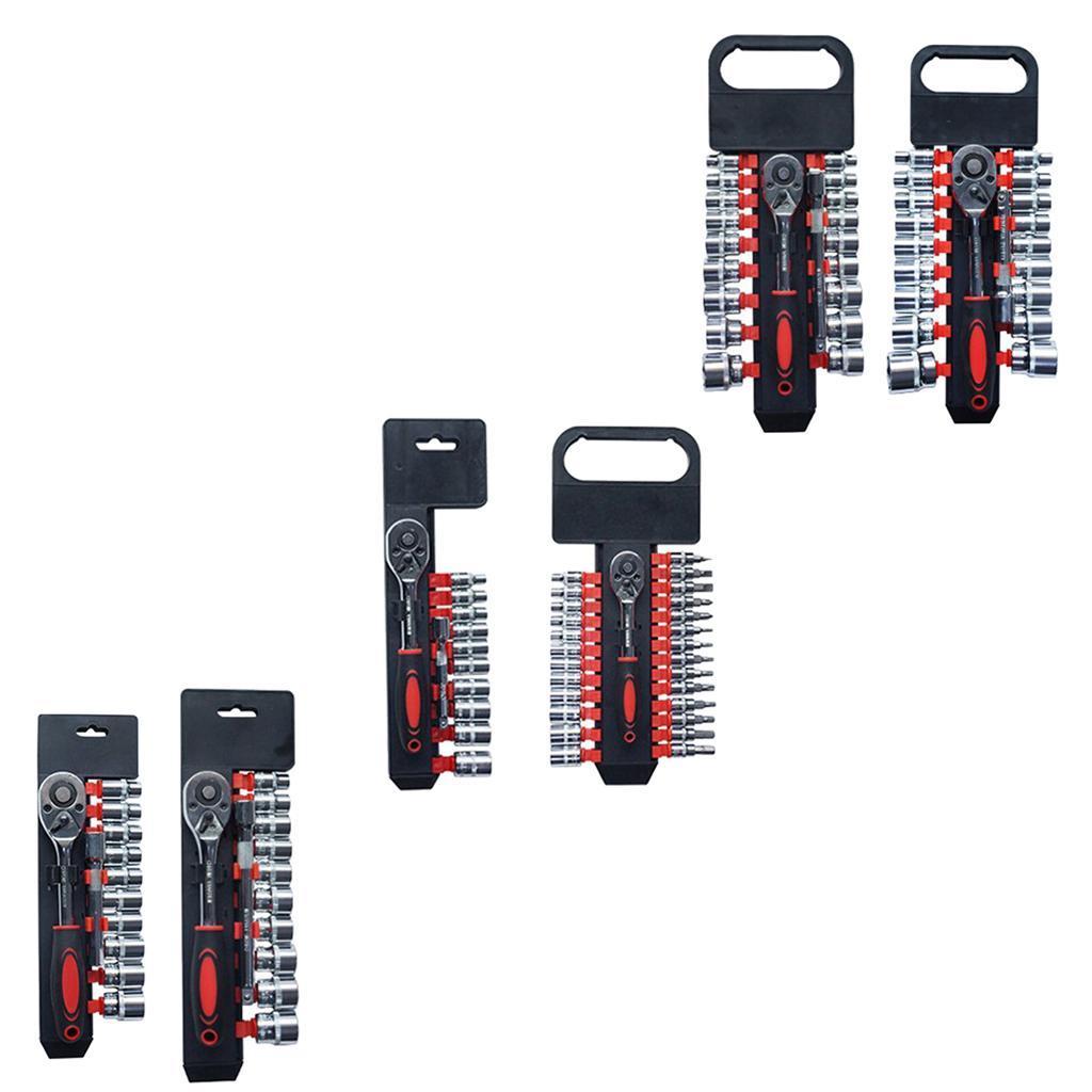 Ratcheting Socket Wrench Set - Quick Release Reversible Ratchet - Motor Repair Tools Combination Suit