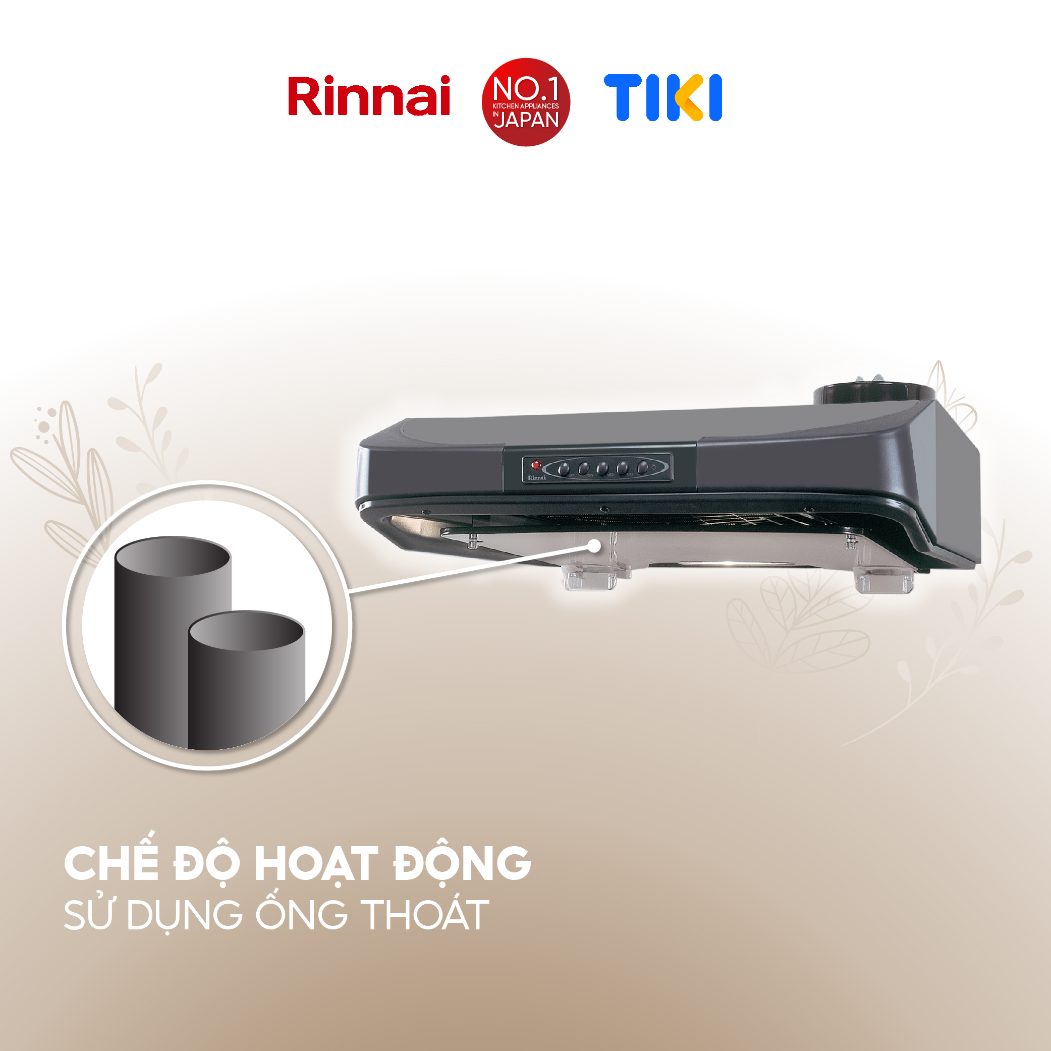 Máy hút mùi 60cm Rinnai RI-H6(Vt-G) ống thoát
