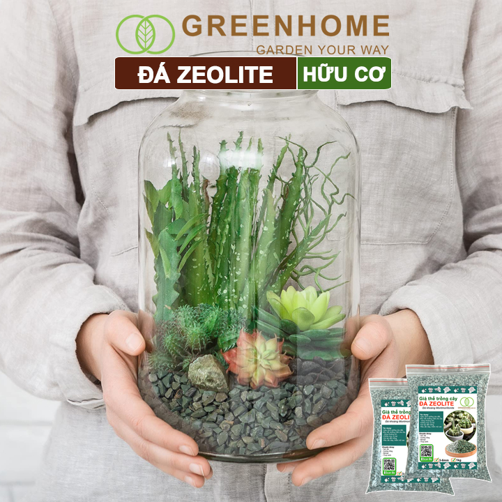 Đá zeolite Greenhome, size 3-6mm, rãi mặt, giá thể, sen đá, xương rồng, hồ thuỷ sinh