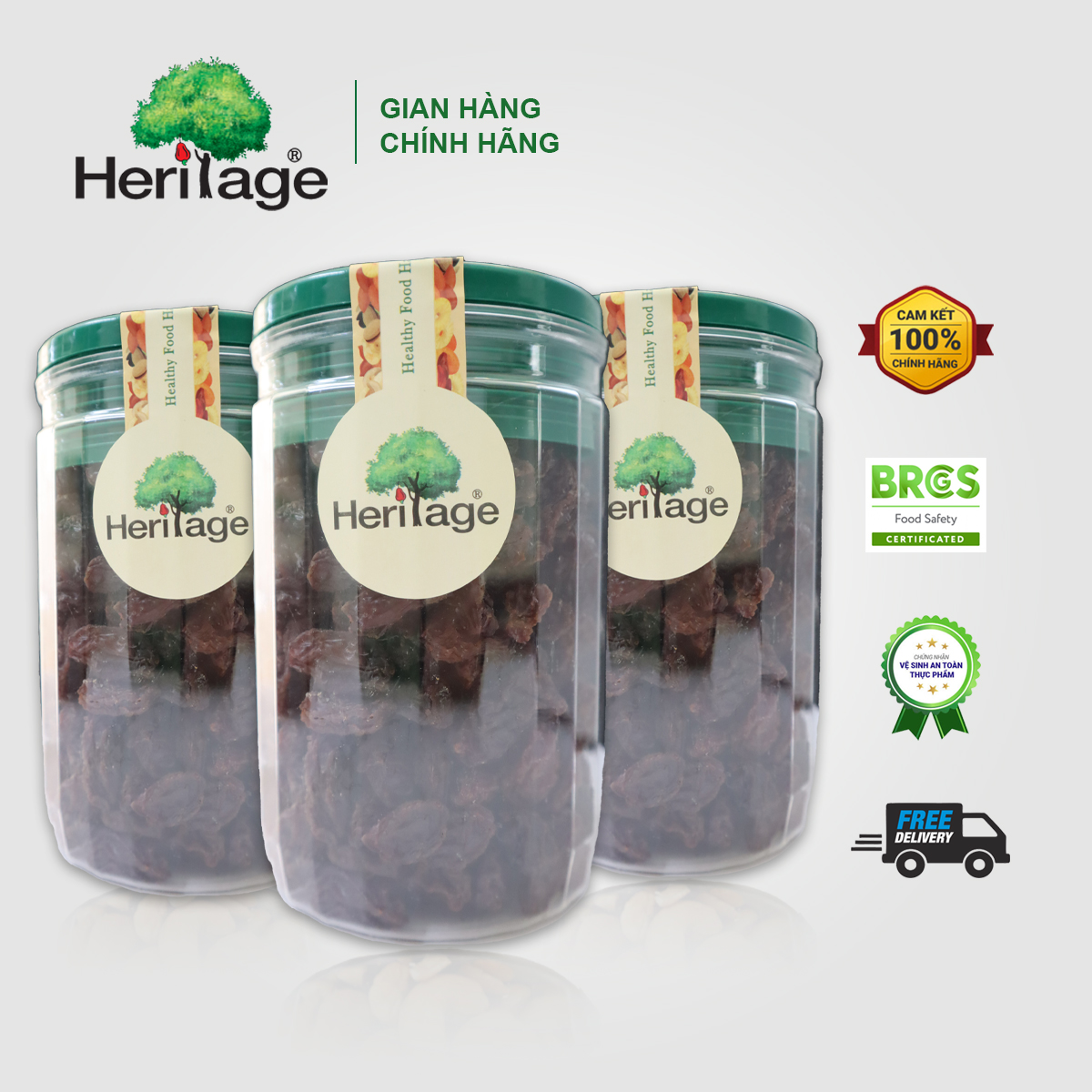 Nho Thomson khô không hạt loại 1, size lớn Heritage chính hãng , hủ 300g,gói 500g, 1kg - THOMPSON SEEDLESS RAISINS